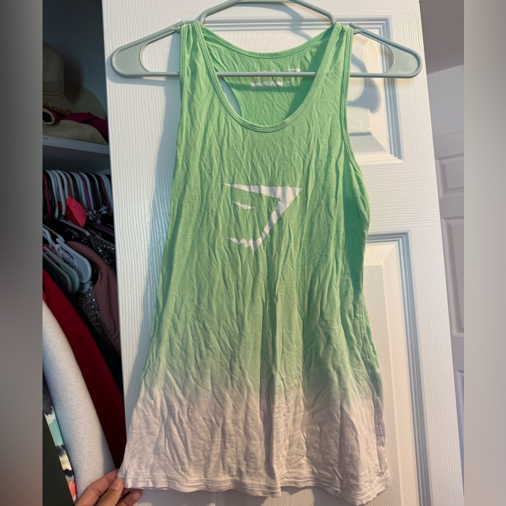 Gymshark Green and White Sleeveless Tank Top